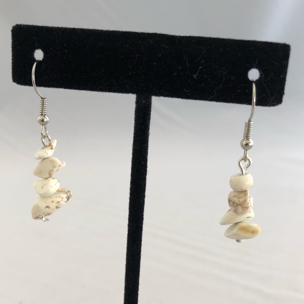 Handmade white stone earrings